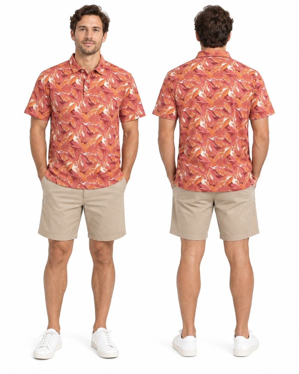 Tommy Bahama Jungle Bay IslandZone Polo Men's M Light Havana Tropical Palm